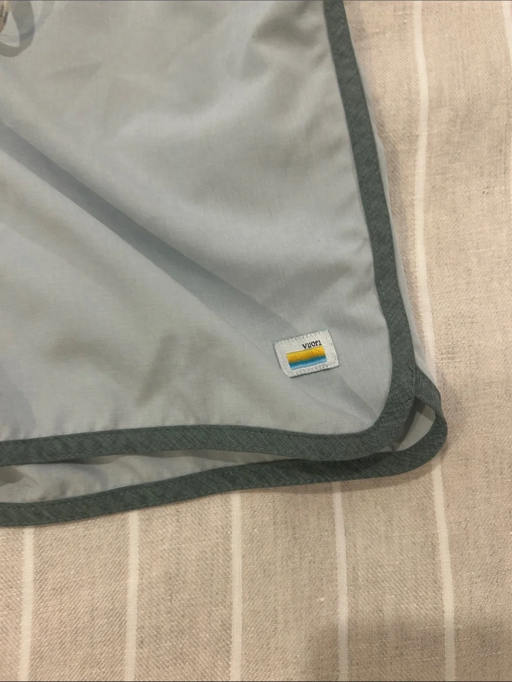 Vuori Light Gray Swim Trunks with Dark Green Trim